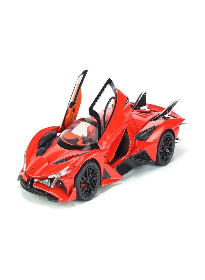 SASBSC Toy Cars Apo Project EVO Model 1:32 Metal Diecast Car Toys with Light and Sound Pull Back Car for 3 4 5 6 7 Year Old Boys (Red) - Image 2
